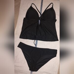 NWT Cupshe Black Push Up Tankini Bathing Suit Set Size XL